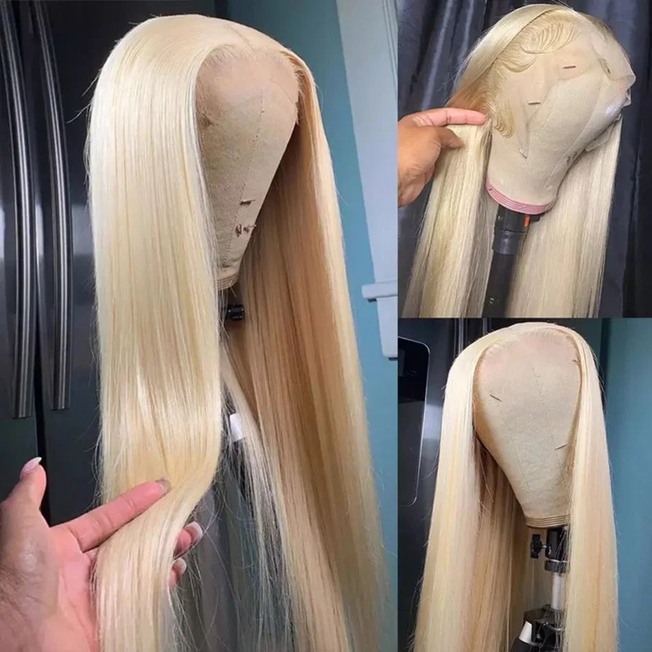 13x6 13x4 613 Blonde Color Lace Front Human Hair Wigs For Women HD Transparent Brazilian Remy Straight Frontal Wig Human Hair