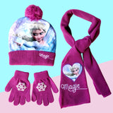 New Autumn Winter Children Hat Elsa Classics Disney Princess Cartoon Cap Scarf Hat Glove Warm knitted hat Girl Christmas Hat