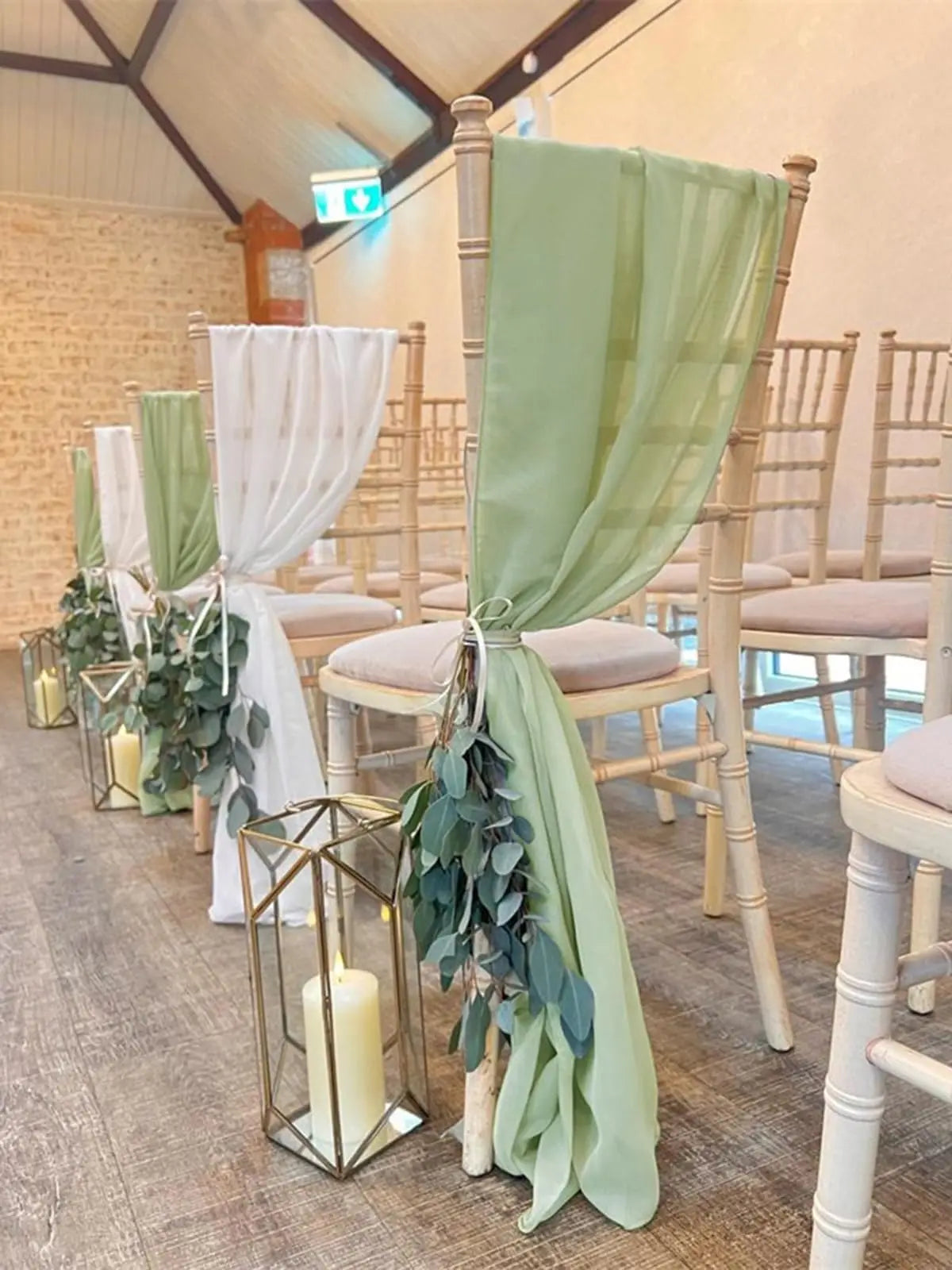 10pcs Wedding Chair Decors Chiffon Chair Sashes Wedding Party Banquet Event Baby Shower Valentine's Day Wedding Decor,30X180CM