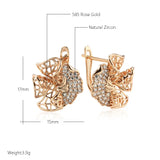 Kinel New 585 Rose Gold With Natural Zircon Dangle Earrings Fashion Glossy Vintage Flower Ethnic Bride Daily Fine Jewelry