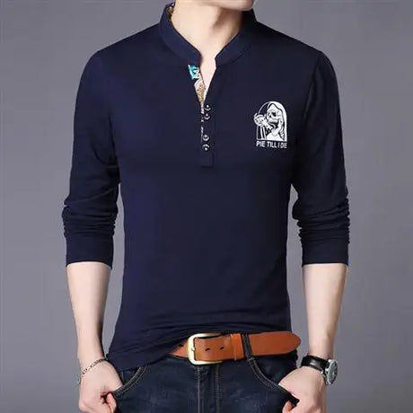 Korean Fashion Men Long Sleeve Polo Shirts Spring Autumn New T-shirt Loose Versatile Male Clothes Business Casual Cotton Tops