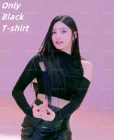 Kpop Girl Group Street Dance Slim T-shirts Crop Tops Leather Pants Stage Costume Women Festival Rave Wear Sexy Concert Outfits