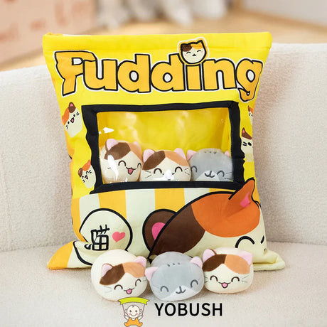 Cartoon Ramen Puff Cookie Bag Bubble Tea Plush Pillow Stuffed Kawaii Animals Axolotl Yellow Duck Bat Bunny Small Balls Candy Bag