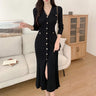 Summer Midi Dress Women Knitted Black Bodycon Korea Style Ruffle Ladies Dresses Elegant Fashion Casual Woman Dress 2023