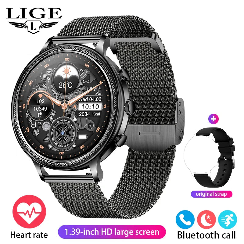 LIGE Luxury Smart Watches For Women Bluetooth Call Connected Phone Women Watch Health Monitor Sports Smartwatch 2023 Women Gift