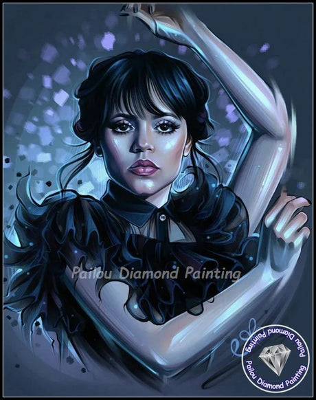 Gothic Girl Wednesday Addams Diamond Painting Dark Art  Jenna Ortega Horror Tv Full Cross Stitch Mosaic Halloween Home Decor