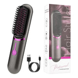 Electric Hair Brushes Wireless Hair Straightener Brush for Women Portable Rechargeable Hair Straightener Cordless Heating Comb