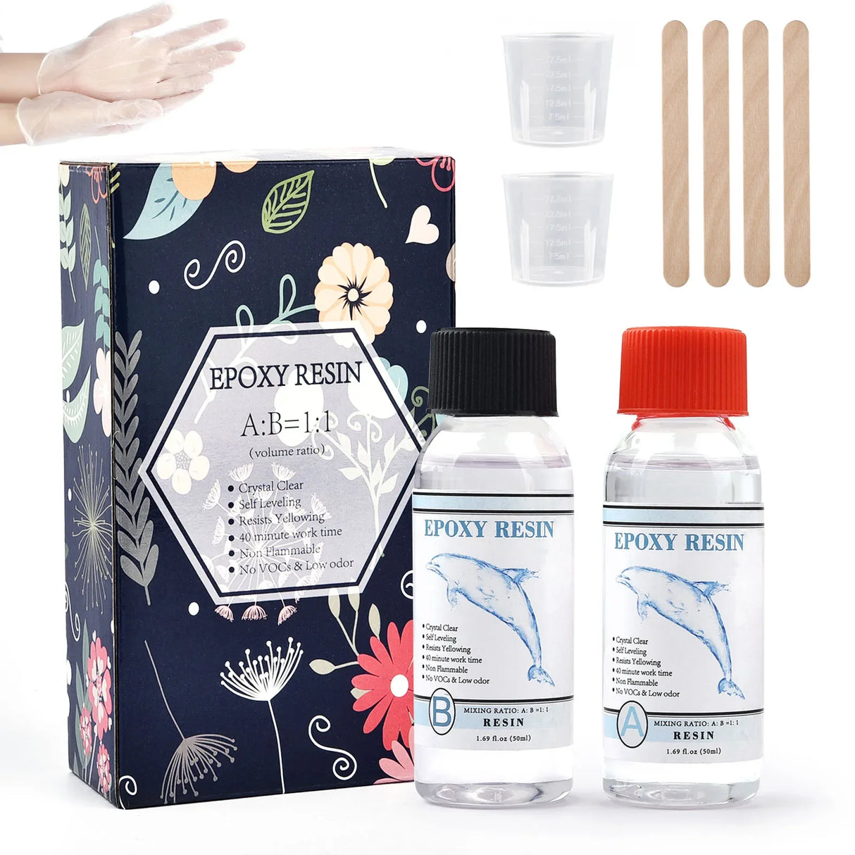 1:1 AB Crystal Epoxy Resin Glue Kit With Wooden Stick Measuring Cup Gloves High Adhesive Crystal AB Glue Set For Jewelry Making