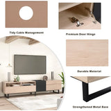 Modern TV Stand， Minimalist Wooden Entertainment Center for TVs Up To 80”, Sturdy TV Console for Living Room Bedroom Decor