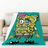 S-SpongeBobs Cartoon Sofa Blankets & Throws Fluffy Soft Blankets for Bed Child Blanket Furry Throw Double Decorative Anime Kid's