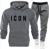 Autumn Winter Outdoor Unisex Sport Hoodies Tracksuit 2 Pieces Sets Sweatshirt+Pants Suit Hooded Sportswear