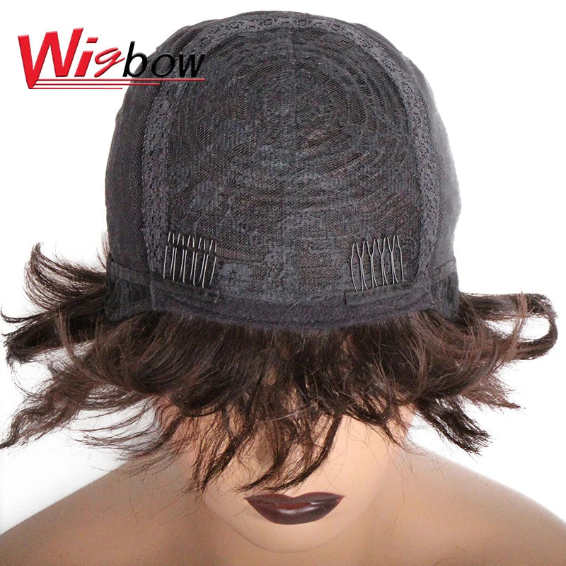 Human Hair Kinky Straight Wig Short Wet And Wavy Bob Wig For Women Natural Brazilian Curly Bob Wig With Bangs Ready To Wear Wig