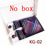 Ties For Men Luxury Tie Set Gift Box Jacquard Necktie Pocket Square Clip Cufflinks Handkerchief Corbata