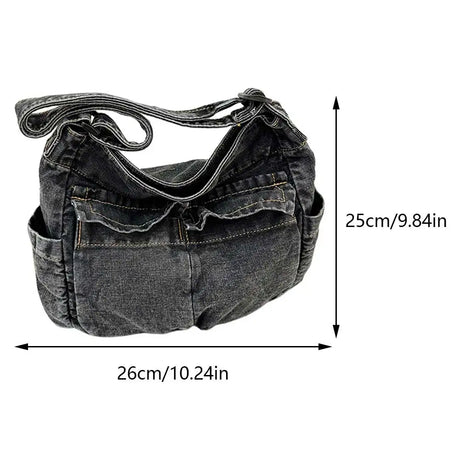 Denim Vintage Messenger Bag Retro Jeans Tote Bag Large Capacity Women Casual Satchel Bag Fashion Shoulder Bag 2023 New Handbag