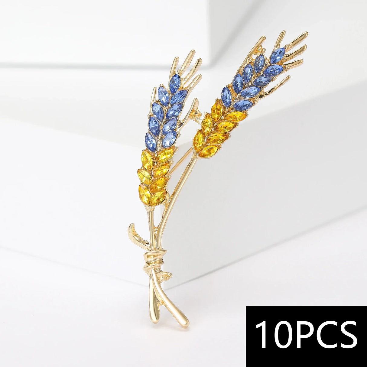 Beaut&Berry 10pcs Women Rhinestone Ear of Wheat Brooches Plant Pins 5-color Unisex Office Party Casual Accessories Gifts