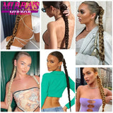 28 Inch Long DIY Braided Ponytail Extension with Hair Tie Straight Wrap Around Hair Extensions Ponytail Synthetic Hairpiece 100G