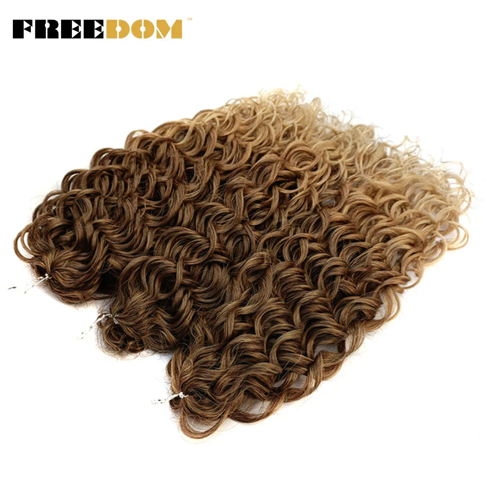 FREEDOM Synthetic Deep Wavy Twist Crochet Hair Afro Curly Hair Crochet Braids Hair Extensions For Women High Temperature Fiber