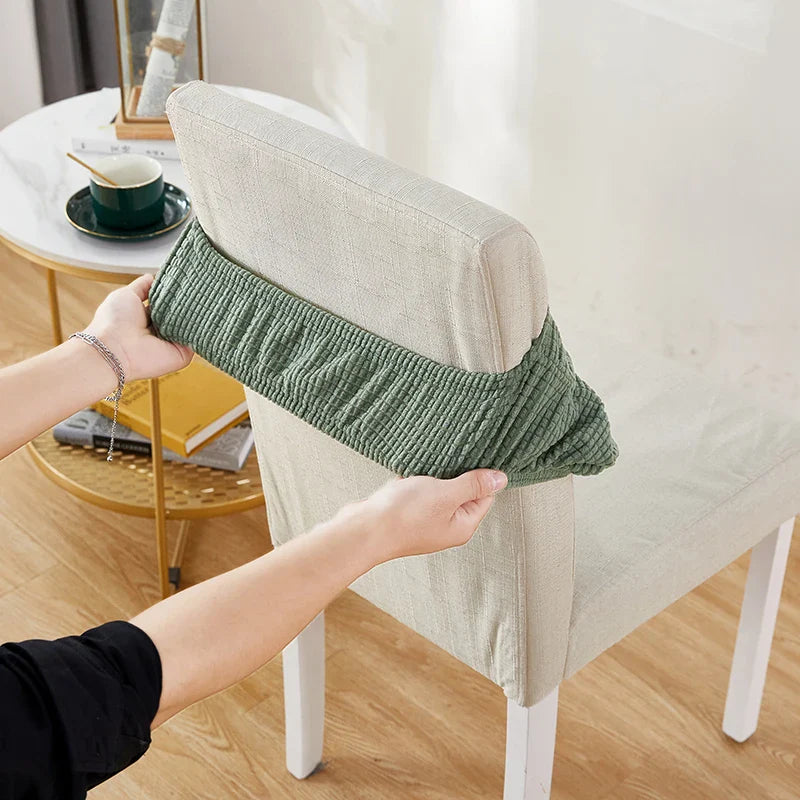 Jacquard Chair Cushion Cover for Elastic Chair Slipcovers for Dining Room Chair Protector Chair Seat Cover for Home Chair Covers