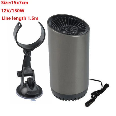 12V Car Heater Vehicle Heating Cooling Fan Portable Defrosting and Defogging Small Electrical Appliance Fan with Suction Holder