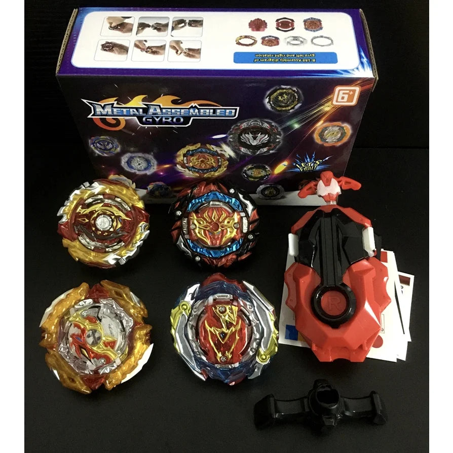 4PCS Spinning Tops Set with Custom B-184 Launcher Gift Toys for Children