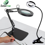 5x 30x Flexible Clamp-on Table Lamp with LED Light Third Hand Soldering Tool Desk Clamp USB Magnifier Welding/Reading Table Lamp