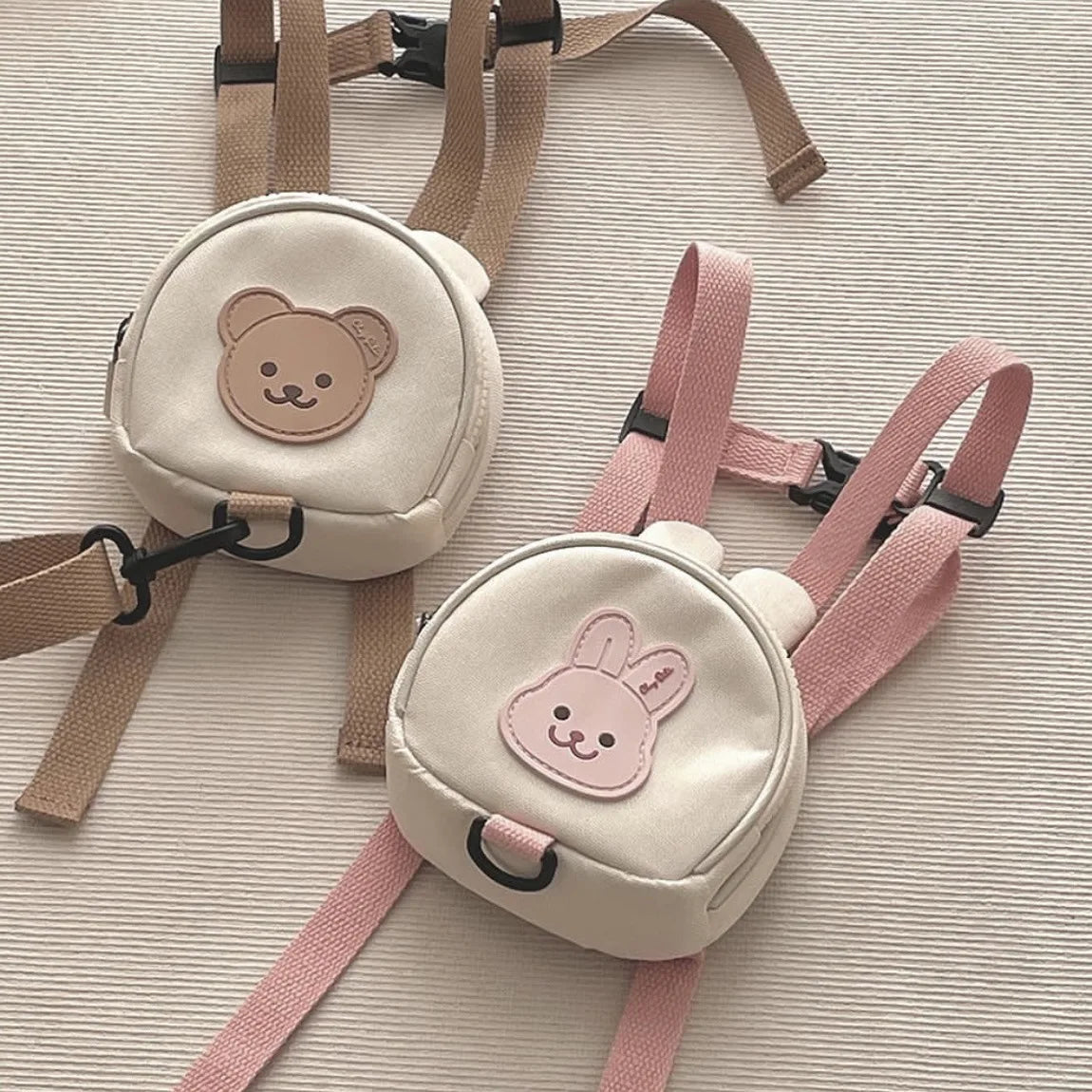 Korean Kids Backpack Round Kawaii Children's Handbags for Girl Kindergarten Boy Schoolbag Cartoon Bear Bunny Toddler Bag