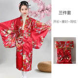 Children Kimono Traditional Japanese Style Peacock Yukata Dress for Girl Kid Cosplay Japan Haori Costume Asian Clothes