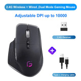 KuWFi Rechargeable Wireless Mouse Silent Gaming Mouse 2.4G&Bluetooth Mause Ergonomic for PC Laptop 4000DPI 9 Button RGB Mice