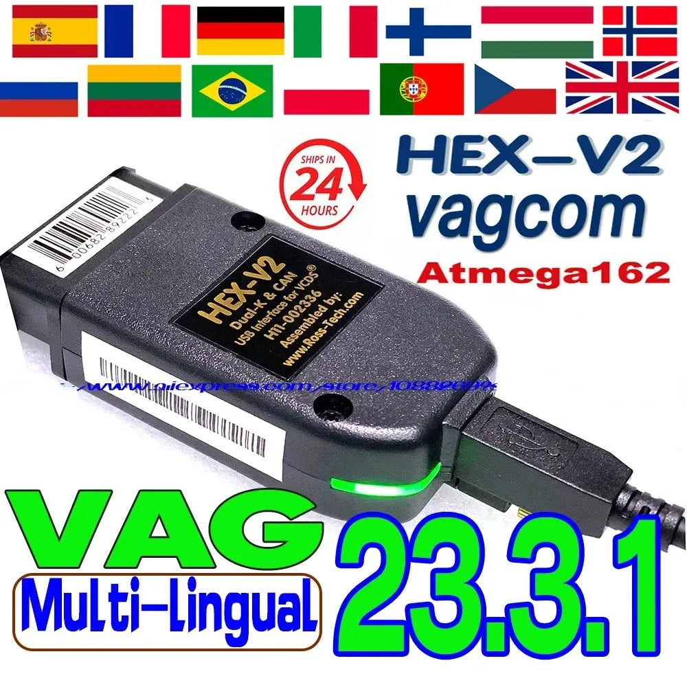 2024 VCDS VAGCOM Interface VCDSCAN HEX V2 Update 23.3.3 FOR VW For AUDI Skoda Seat Multi-Language Car Autocom Diagnostics Tools