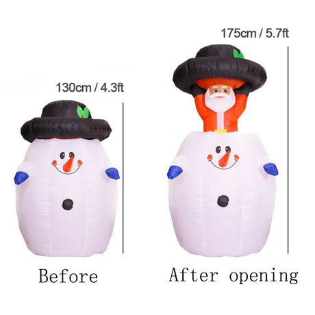 Christmas Inflatable Decoration Santa Claus Snowman Hot Air Balloon LED Lighted Snowing Inflatable Toy New Year Xmas Party Decor