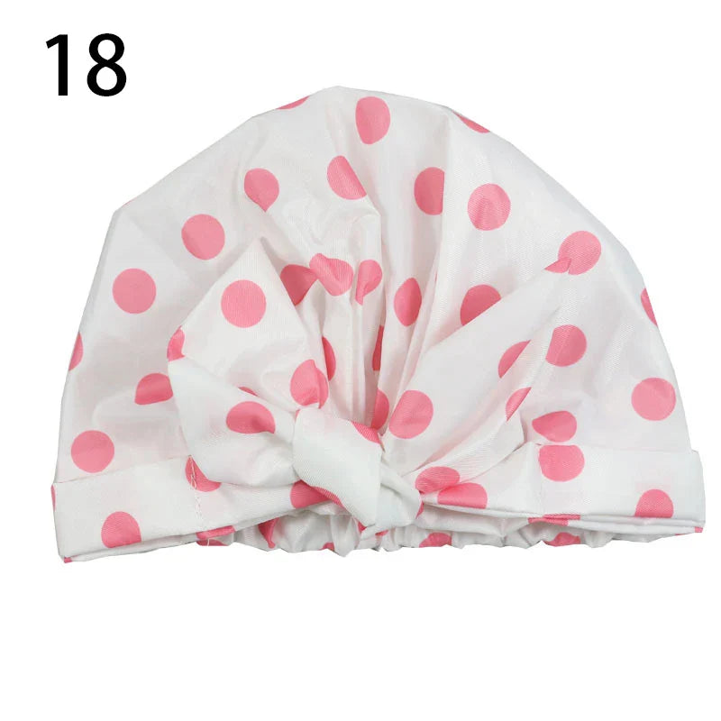 Waterproof Cap Elastic Bow Nightcap For Women Satin Shower Hair Bonnet Sleeping Cap Spa Bathing Hair Accessory Bathroom Product