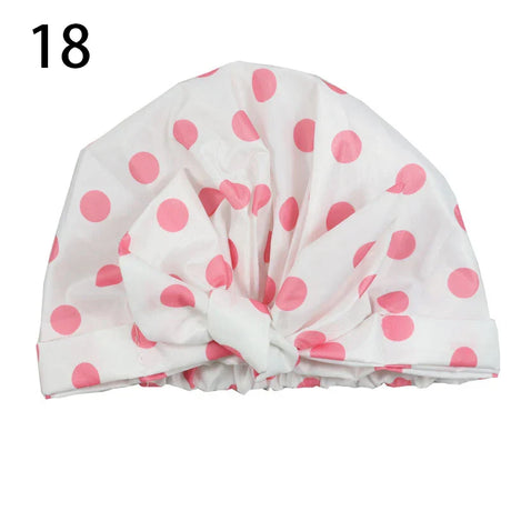 Waterproof Leopard Print Cap Elastic Bow Nightcap Women Satin Hair Bonnet Silk Sleeping Cap Bathroom Shower Accessories Supplies