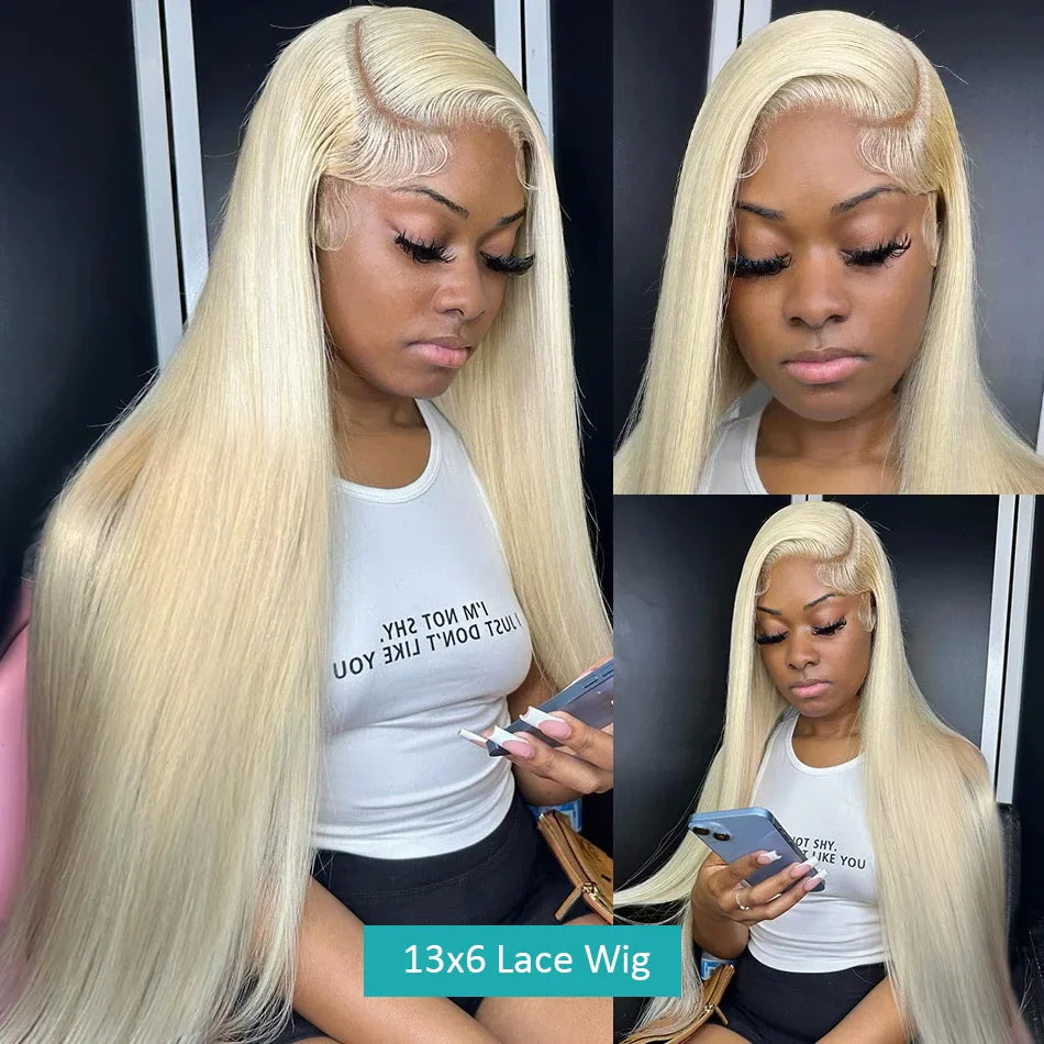 250 Density HD 613 Honey Blonde 30 40 Inches Straight 13x4 Lace Frontal Wig  13x6 Lace Front Wigs Human Hair Wig For Women