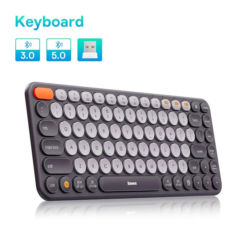 Baseus Bluetooth Wireless Keyboard 5.0 2.4G USB Silent US Layout Keyboards EN 84 / 105 Keycaps For MacBook iPad PC Tablet