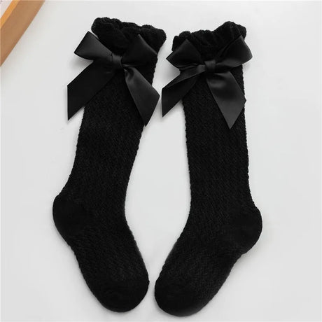 New Kids Socks Cute Bow Knot Baby Girls Knee High Socking Soft Children Socks Princess Toddler Leg Warmers Foot Warm 0-3years