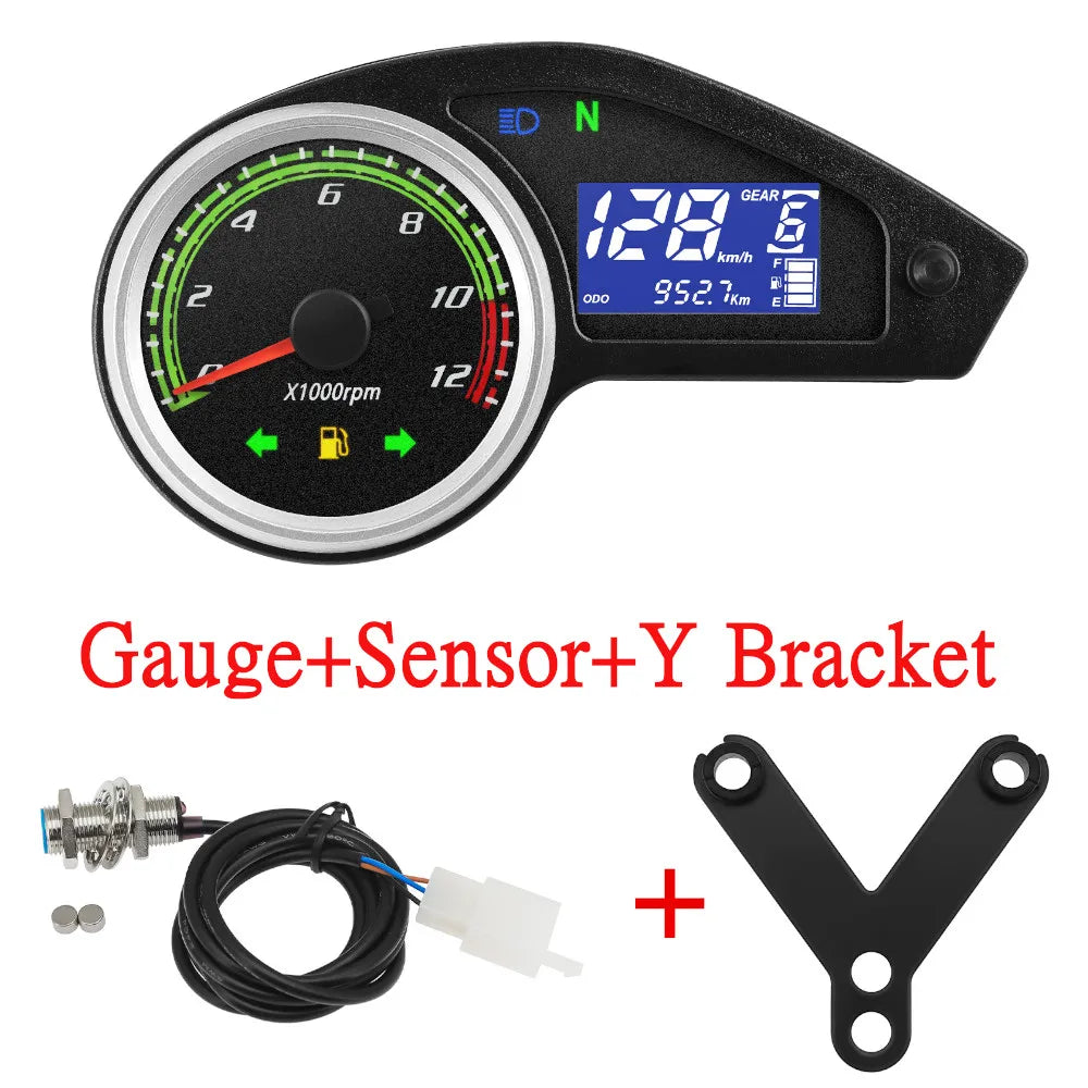 Universal Motorcycle Gauge Speedometer Tachometer LCD Digital Instrument Odometer Meter For All 12V Motorcycles Speedometer