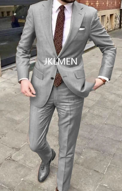 2023 Men's Suit   Handsome Casual 2 Piece Suit For Men Wedding Tuxedos Notched Lapel Groomsmen  Business  Prom Blazer