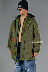 Multicolour 1/6 Fashion Soldier Mid Lengt Military Green Loose Zipper Loose Coat Adjustable Jacket For 12in Action Figures Body