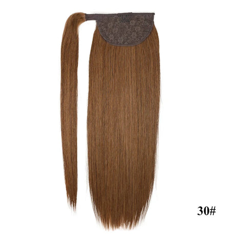 Straight Human Hair Ponytail Wrap Around Horsetail Clips-In Brazilian Machine Made Remy Hair wig 120g