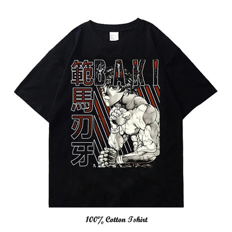 Grappler Baki kyokudai taikai Graphic Print T Shirt Harajuku Vintage Short Sleeve Plus Size Cotton Crew Neck T Shirt Women Men