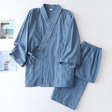 New 2024 Men's Solid Japanese Kimono Pajamas Casual Sleepwear Male Lace-Up Top and Pants Sets Soft Two-piece Homewear Suit Male