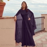 Elegant Chiffon Mother of the Bride Dresses O Neck Long Sleeves Wedding Party Gowns Beadings Ankle-Length A-Line فستان سهرة