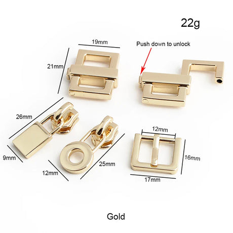 New Rectangle Eyelets Hanger Metal Lock for Bag Hardware Wholesale Fashion a Set of Locks Fitting Woman Handbag Bag Accessories