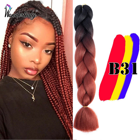 WonderLady 255 Color Long Colored Braiding Hair Jumbo Braids DIY Hairstyle Ombre Synthetic Hair Extensions For Women Braiding