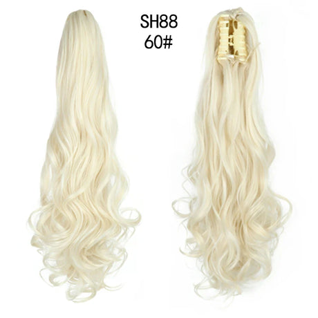 Synthetic Long Wavy Claw Clip On Ponytail Drawstring Hairpiece Wave Curly Black Brown Blonde Ombre Fake Hair for Women