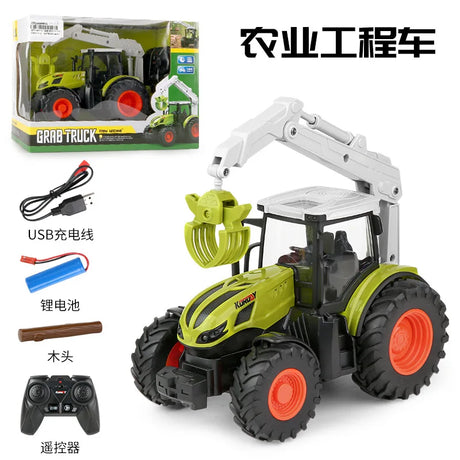 Simulation Of RC Farmer Car Grab Wooden Car Combination Animal Husbandry Farm Toys And Children's Gifts Agricultural Vehicle Set