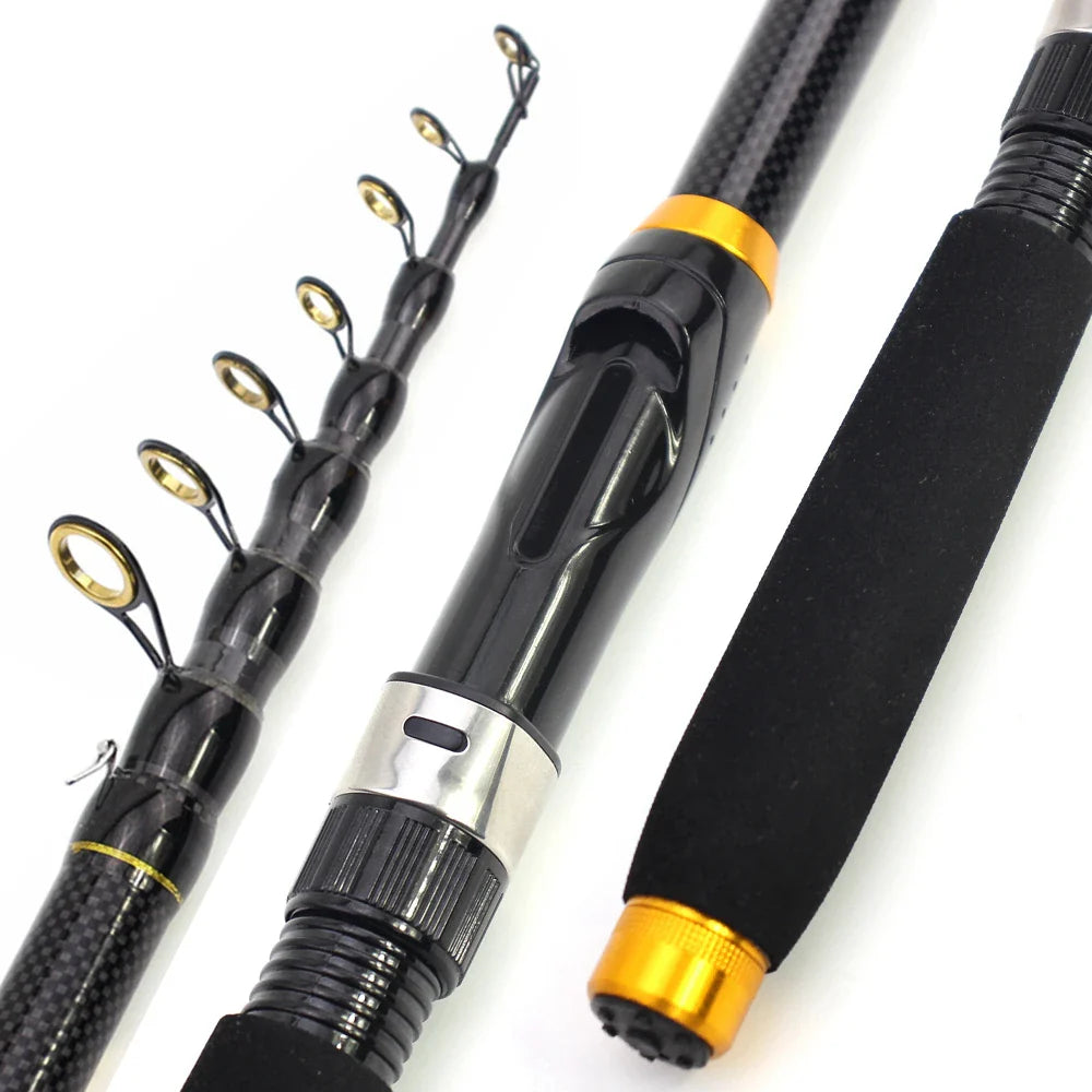 5 Layers Fishing Rod 1.8m-3.6m Max Pull 3.5KG Carbon Fiber Spinning Rod Portable Telescopic Fishing Rod for Freshwater Saltwater