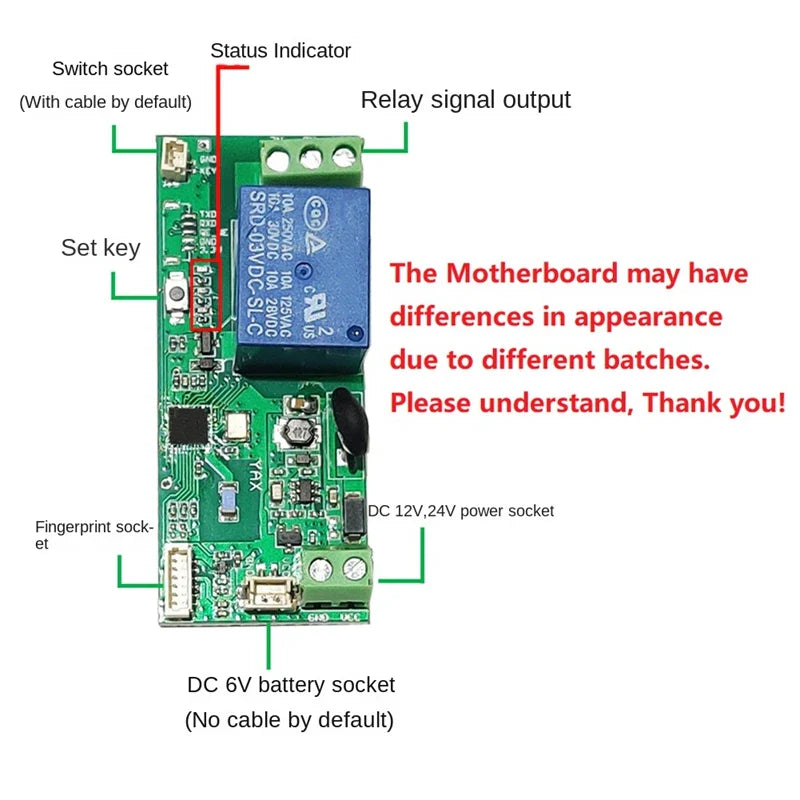 Embedded Finger Reader & Access Board+Battery Case Accessories 50PCS Finger 5V-24V Power Supply Support For Phone Control