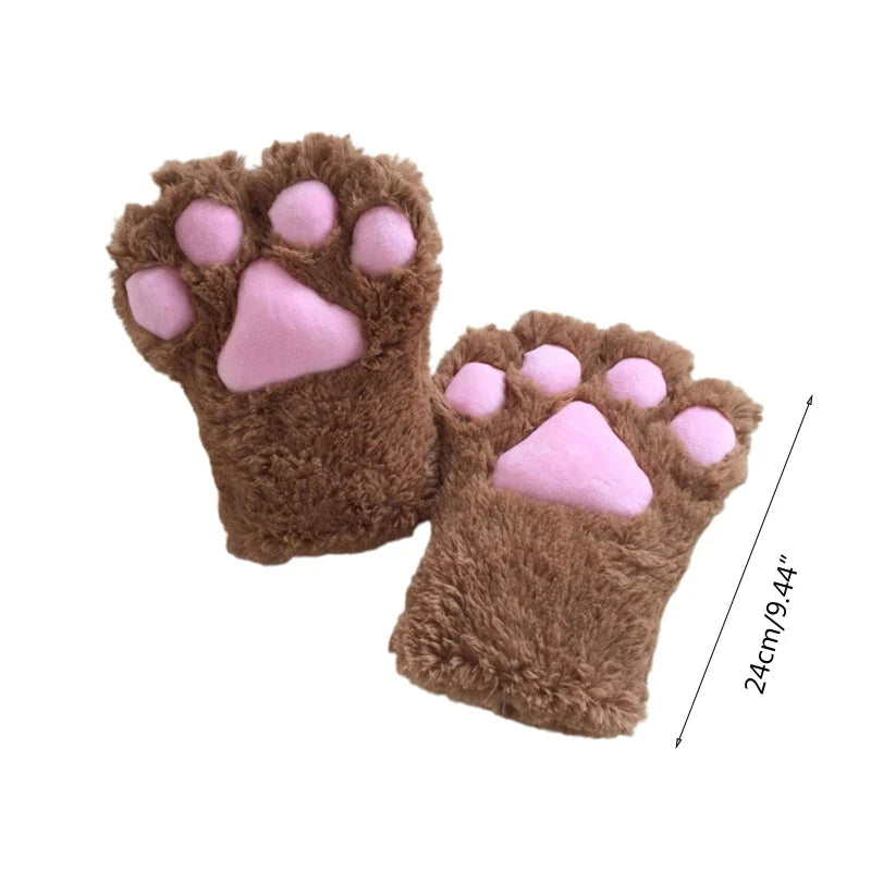 Furry for Cat Paws Gloves Animal Cosplay Costume Lion Bear Padded Mittens