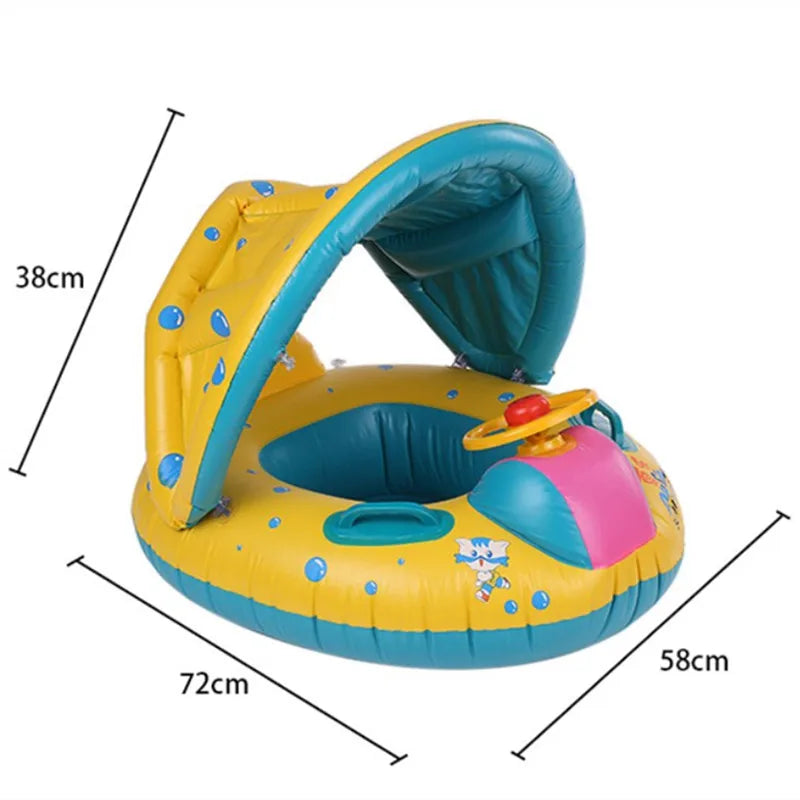 Baby Swimming Ring with Sunshade Pool Float Unicorn Inflatable Swimming Circle Baby Seat Swim Pool Toys Summer Party